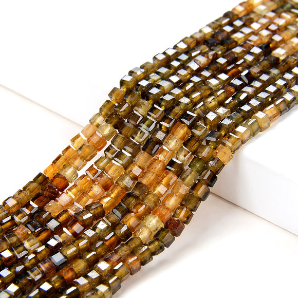 2MM Natural Yellow Tourmaline Gemstone Grade AAA Micro Faceted Diamond Cut Cube Loose Beads (P43)