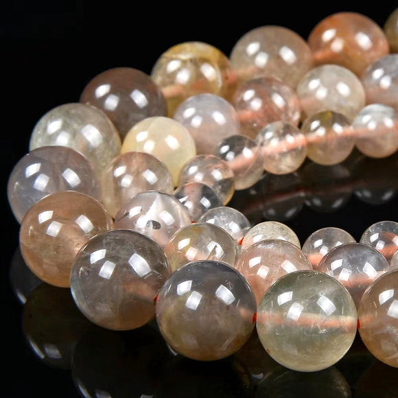 Natural Orange Gray Sunstone Gemstone Grade AA Round 6MM 7MM 8MM 9MM 10MM Loose Beads (D303)