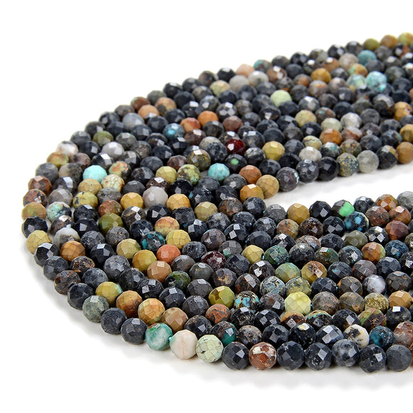 Natural Turquoise Gemstone Grade Micro Faceted Round 2MM 3MM Beads (P10)