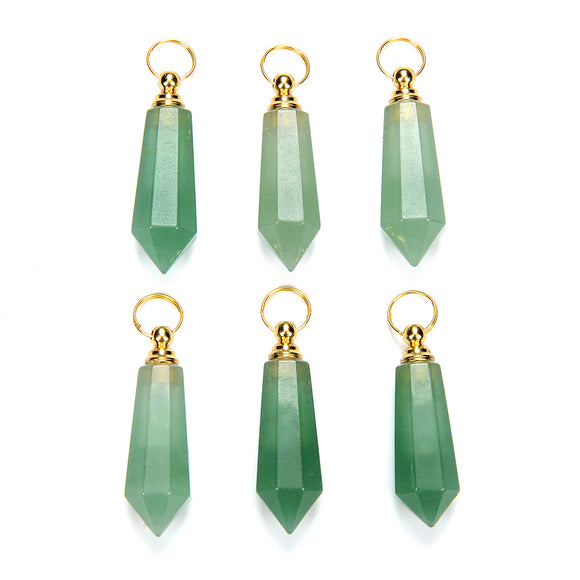 48X15MM Natural Green Aventurine Gemstone Perfume Bottle Pendant Faceted Point, Essential Oil Bottle Beads 1 Bead (80017247-P71)