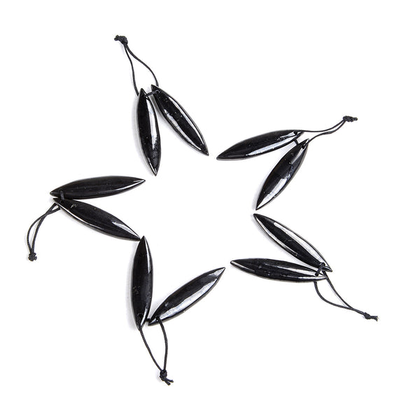 10X45MM Natural Smooth Shungite Gemstone Grade AAA Marquise Earring Pair Pendant 2 Beads (80008567-D49)