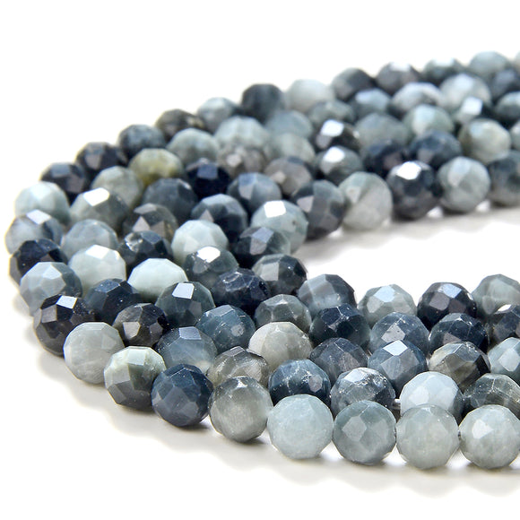 Natural Silvery Gray Eagle Eye Gemstone Grade AAA Micro Faceted Round 2MM 3MM 4MM Loose Beads 15 inch Full Strand (P54)