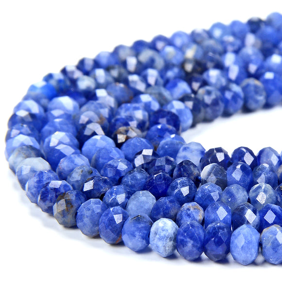 4X3MM Natural Sodalite Gemstone Grade AAA Micro Faceted Rondelle Loose Beads 15 inch Full Strand (80016397-P62)
