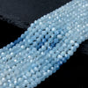 4MM Natural Aquamarine Gemstone Grade AAA Micro Faceted Round Loose Beads 15 inch Full Strand (80015741-P48)