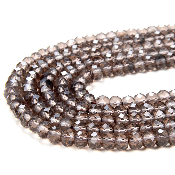 6X4MM Natural Smoky Quarzt Gemstone Grade AAA Micro Faceted Rondelle Loose Beads (P37)
