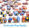 8-10MM Nepal Handmade Glass Rondelle Disk Colorful Glass Chevron 75-78 Beads (80007204-A247)