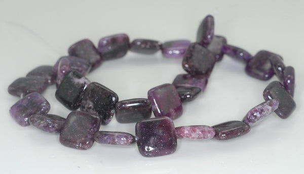 14X14mm Purple Lepidolite Gemstone Grade AA Square Loose Beads 8 inch Half Strand (90187898-669)
