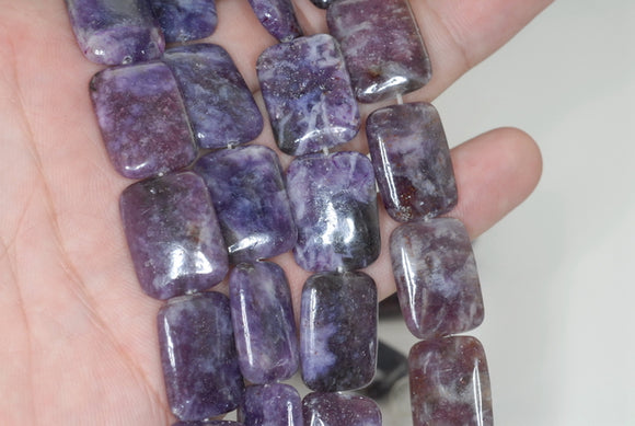 20X15mm Purple Lepidolite Gemstone Grade A Rectangle Loose Beads 15.5 inch Full Strand (90188274-667)