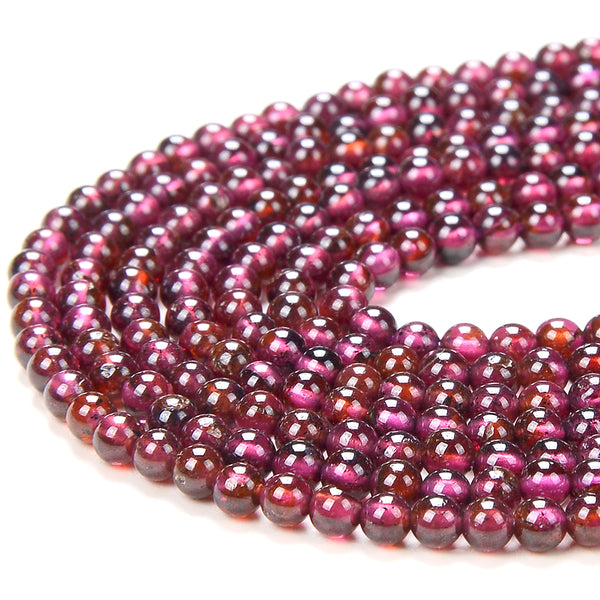 3MM Natural Red Garnet Gemstone Grade AAA Round Loose Beads 15 inch Full Strand (80016370-P60)