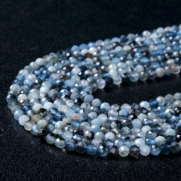 Natural Aquamarine Rare Devil Blue Gemstone Grade AA Micro Faceted Round 2MM 3MM Loose Beads 15 inch Full Strand (P31)