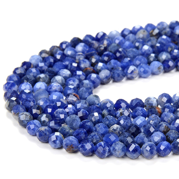 4MM Natural Sodalite Gemstone Grade AAA Micro Faceted Round Loose Beads 15.5 inch Full Strand (80009390-P29)