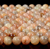Rare Orange Moonstone With Smoky Quartz Inclusions Gemstone Grade AA Round 4MM 5MM 6MM 7MM 8MM Loose Beads (D300)