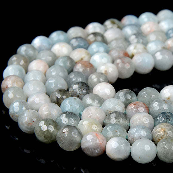 6MM Natural Aquamarine Gemstone Grade A Faceted Round Loose Beads 15 inch Full Strand (80016974-D334)
