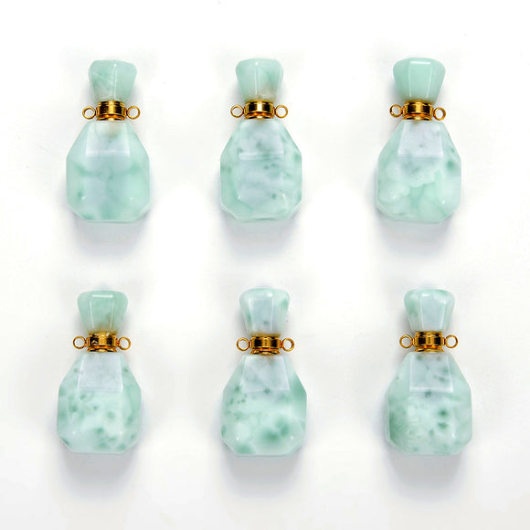 35X18X13MM Natural Green Moonstone Gemstone Perfume Bottle Pendant Faceted, Essential Oil Bottle Beads 1 Bead (80017232-P70)