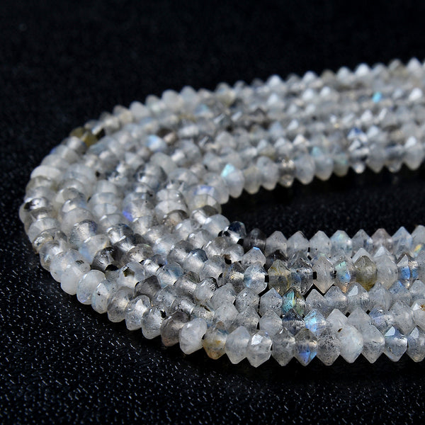 3X2MM Natural Labradorite Gemstone Grade AA Bicone Faceted Rondelle Saucer Loose Beads 15 inch Full Strand (80009454-P34)