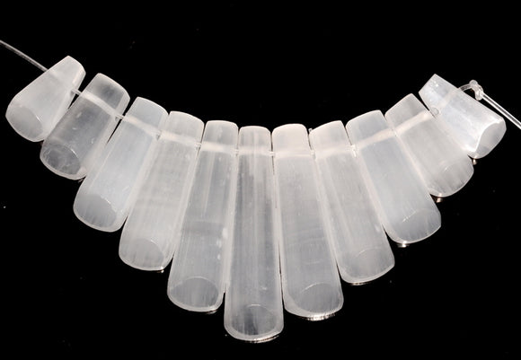 16x9-39x10mm Graduated Set Selenite Gemstone Grade AAA Stick Loose Beads 3.5 inch Strand (80007615-A236)