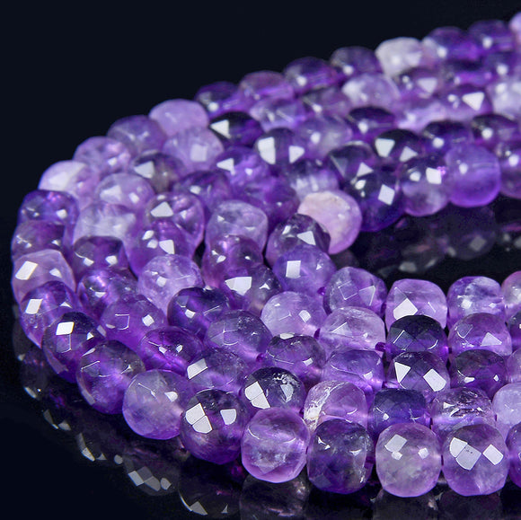 5MM Natural Amethyst Gemstone Grade AA Faceted Square Cube Loose Beads (P68)