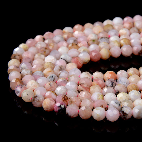 4MM Pink Opal Gemstone Grade AA Micro Faceted Round Loose Beads 15.5 inch Full Strand (80009279-P25)