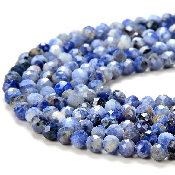 Natural Blue Spot Jasper Gemstone Grade AA Micro Faceted Round 2MM 3MM Loose Beads 15 inch Full Strand (P56)