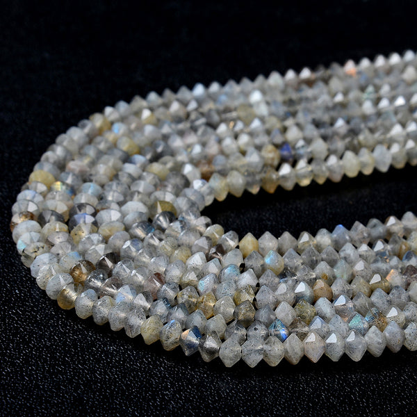 4X2MM Natural Labradorite Gemstone Grade A Bicone Faceted Rondelle Saucer Loose Beads 15.5 inch Full Strand (80009456-P34)