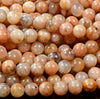 Rare Orange Moonstone With Smoky Quartz Inclusions Gemstone Grade AA Round 4MM 5MM 6MM 7MM 8MM Loose Beads (D300)