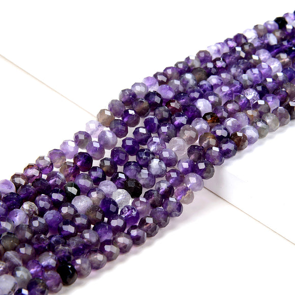 5X4MM Natural Amethyst Gemstone Grade A Micro Faceted Rondelle Loose Beads (P38)