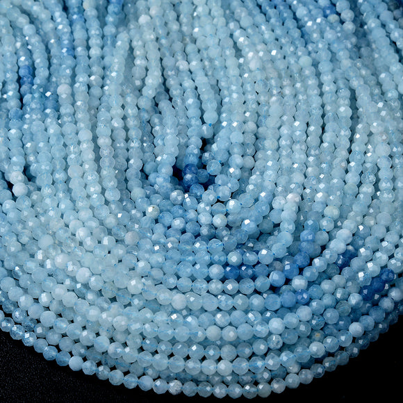 4MM Natural Aquamarine Gemstone Grade AAA Micro Faceted Round Loose Beads 15 inch Full Strand (80015741-P48)