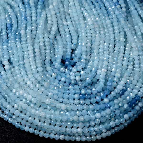 4MM Natural Aquamarine Gemstone Grade AAA Micro Faceted Round Loose Beads 15 inch Full Strand (80015741-P48)
