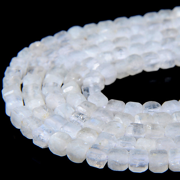 3MM Natural African Rainbow Moonstone Gemstone Grade AAA Micro Faceted Diamond Cut Cube Loose Beads 15 inch Full Strand (80016845-P68)
