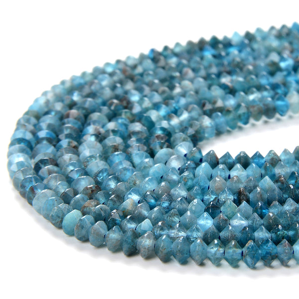 3X2MM Natural Apatite Gemstone Grade AA Bicone Faceted Rondelle Saucer Loose Beads 15 inch Full Strand (80009276-P25)