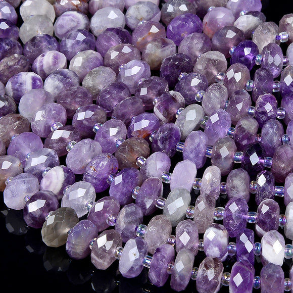 Natural Amethyst Gemstone Grade AA Faceted Rondelle 10X5MM 11X6MM Loose Beads (D348)