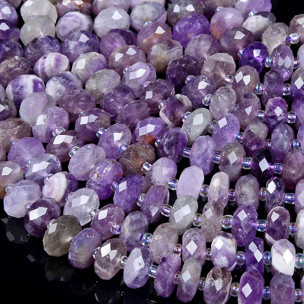 Natural Amethyst Gemstone Grade AA Faceted Rondelle 10X5MM 11X6MM Loose Beads (D348)