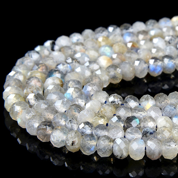 4X3MM Natural Labradorite Gemstone Grade A Micro Faceted Rondelle Loose Beads 15 inch Full Strand (80016396-P62)