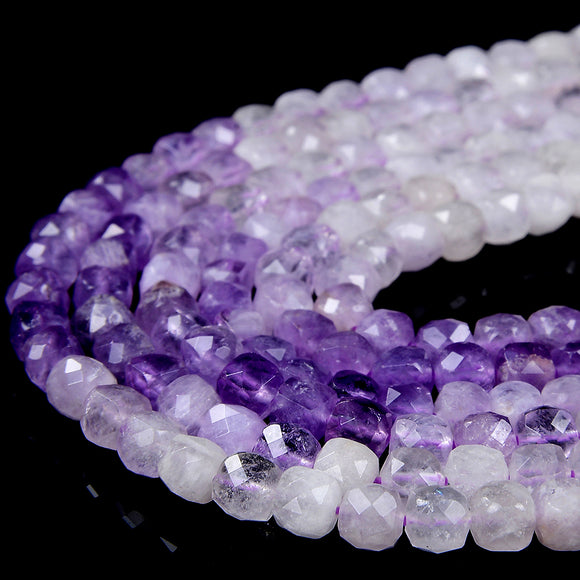 4MM Natural Lavender Amethyst Gemstone Grade AAA Micro Faceted Square Cube Loose Beads (P68)