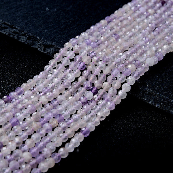 4MM Natural Lavender Amethyst Gemstone Grade A Micro Faceted Round Loose Beads 15.5 inch Full Strand (80009425-P32)