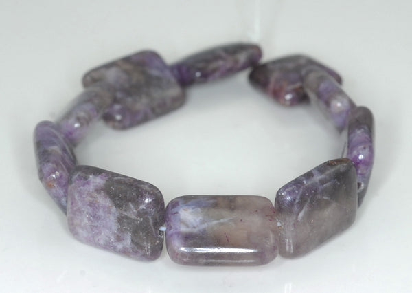 20X15mm Dark Purple Lepidolite Gemstone Grade A Rectangle Loose Beads 7.5 inch Half Strand (90187881-667)