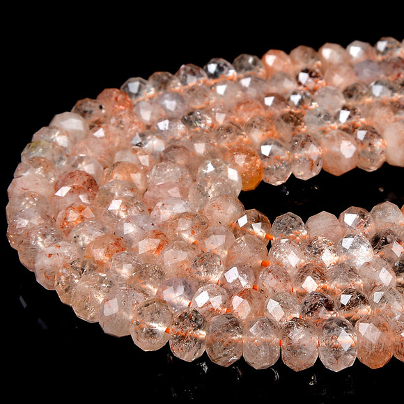 6X4MM Natural Rainbow Lattice Sunstone Lepidocrocite Gemstone Grd AAA Micro Faceted Rondelle Loose Beads 15 inch Full Strand (80016407-P62)