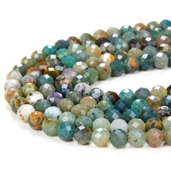 5MM Natural Green Ocean Jasper Gemstone Grade AA Micro Faceted Round Loose Beads 15.5 inch Full Strand (80009444-P33)