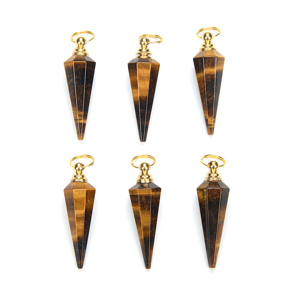 49X15MM Natural Yellow Tiger Eye Gemstone Perfume Bottle Pendant Hexagon Healing Point, Essential Oil Bottle Beads 1 Bead (80017266-P73)