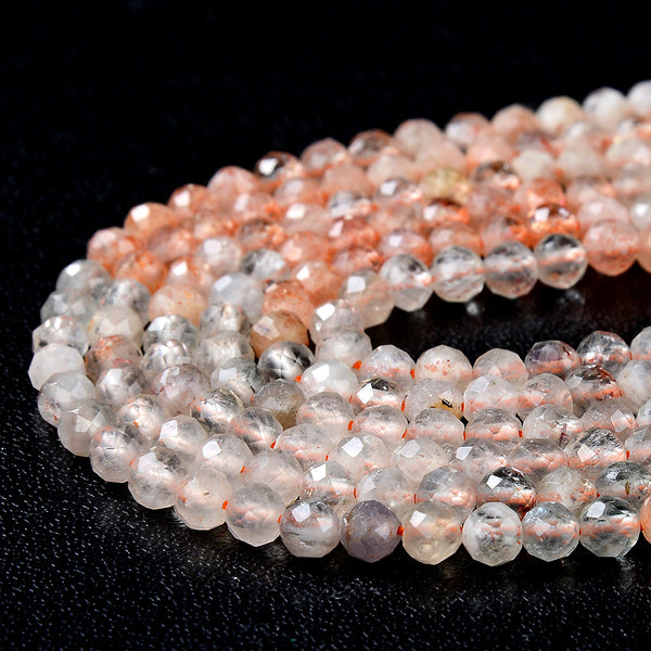 4MM Natural Arusha Sunstone Gemstone Grade AAA Micro Faceted Round Loose Beads 15.5 inch Full Strand (80009384-P29)