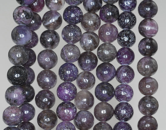 6mm Black Purple Lepidolite Gemstone Grade AB Round Loose Beads 16 inch Full Strand (90188377-650)
