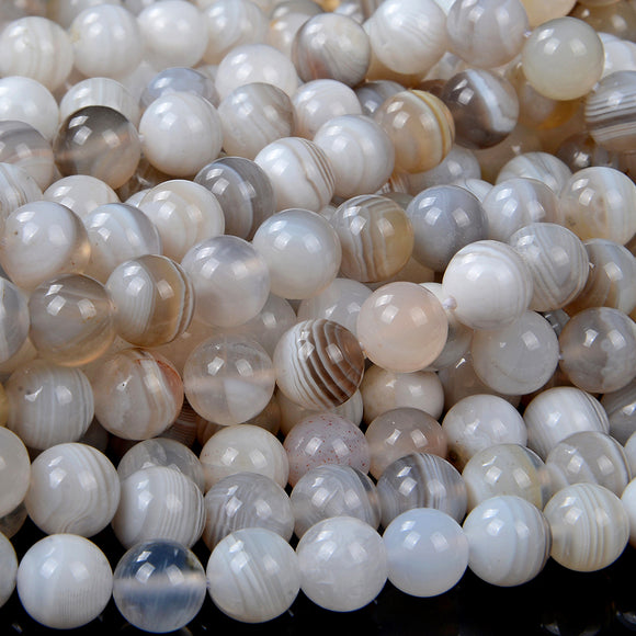 Natural White Botswana Agate  Gemstone Grade AAA Round 6MM 8MM Loose Beads (D99)