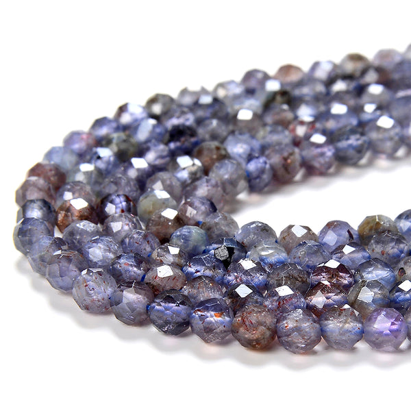 3-4MM Natural Iolite Sunstone Gemstone Grade AAA Micro Faceted Round Loose Beads 15.5 inch Full Strand (80009416-P31)