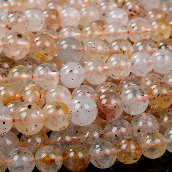 Natural Rare Quartz With Muscovite Biotite Mica Inclusions Gemstone Grade AAA Round 6MM 8MM 10MM 12MM Loose Beads (D96)