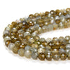 3-4MM Natural Yellow Smoky Labradorite Gemstone Grade AA Micro Faceted Round Loose Beads 15 inch Full Strand (80009421-P31)