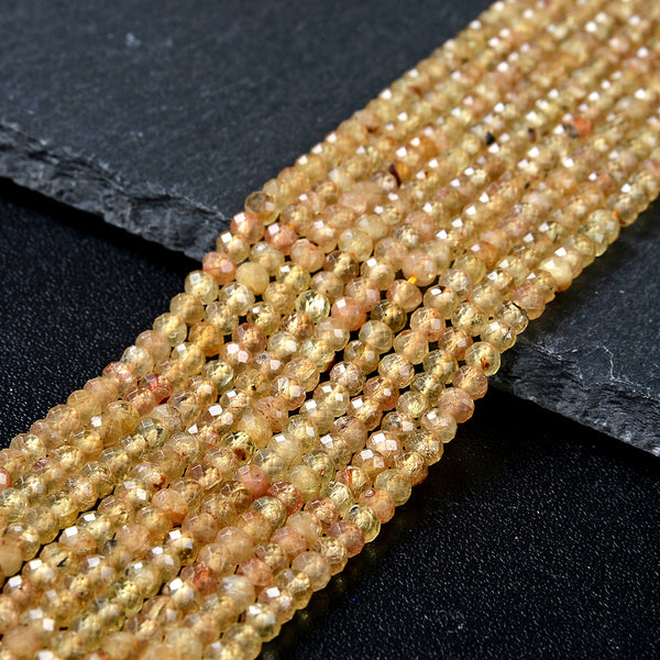 4X3MM Natural Yellow Apatite Gemstone Grade AAA Micro Faceted Rondelle Loose Beads (P35)