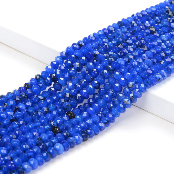 4X3MM Lapis Blue Jade Gemstone Grade AAA Faceted Rondelle Loose Beads 13.5 inch Full Strand (80009518-P38)