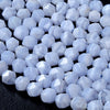 Natural Chalcedony Blue Lace Agate Gemstone Grade AA Star Cut Faceted 5MM 7MM 9MM 11MM Loose Beads (D140)