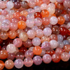 Natural Mozambique Carnelian Agate Multi Color Gemstone Grade AAA 6MM 7MM 8MM 9MM 10MM 11MM Loose Beads (D202)