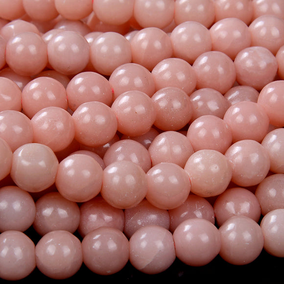 Natural Peruvian Pink Opal Gemstone Round 5MM 6MM 7MM 9MM Loose Beads 14.5 inch Full Strand (D126)